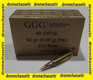 Boite de 50 Cartouches GGG, cal 223 Rem, 62 grains FMJBT