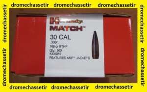 Pack de 500 Ogives Hornady BTHP, 168grs cal 30 (0.308"), ref 305015
