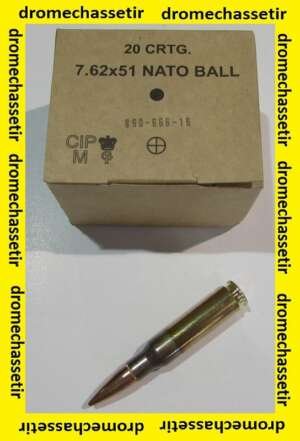 1 boite neuve de 20 cartouches de calibre 308 Winchester, GGG , ogive FMJ 147 Grains, 147grs