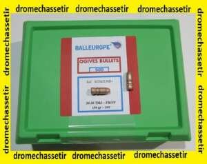 boite de 500 ogives Balleurope cal 30-30, 150 grains, Flat Nose electro cuivré