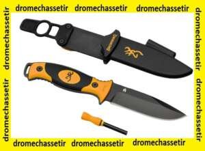 Couteau Browning Ignite orange avec etui et allume feu