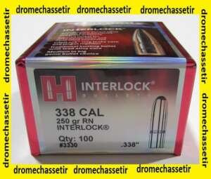 boite de 100 ogives Hornady INterlock SP cal 338 poids 250 grains RN ref 3330