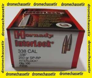 boite de 100 ogives Hornady Interlock cal 338 poids 250 grains SP-RP ref 3335