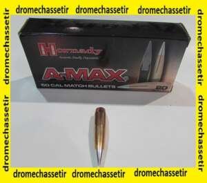 Boite de 20 Ogives cal 50 Hornady A-MAX, 750 grains, ref 5165