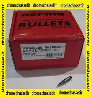 boite de 500 ogives Norma , cal 6,5mm (264) , 130 grains, Diamond line HP molycoté