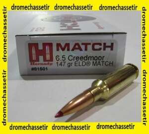 20 cartouches Hornady MATCH de calibre 6,5 Creedmoor, 147 grains, ELD Match 81501
