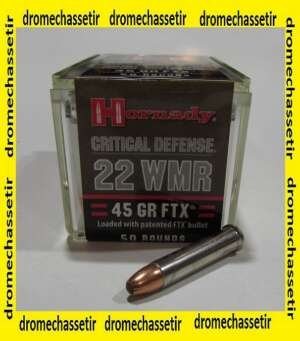 boite de 50 cartouches 22 WMR, Hornady FTX critical defense 45 grains