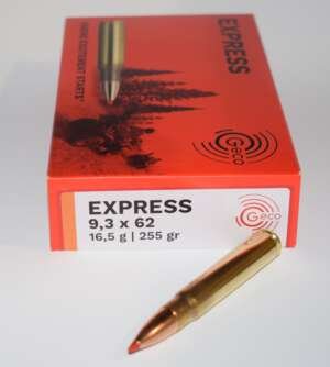 1 boite de 20 cartouches Geco, ogive express 255 grains, calibre 9,3x62