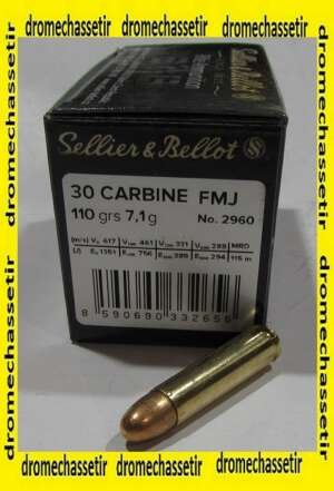Boite de 50 cartouches Sellier Bellot cal 30 M1 FMJ 110 grains