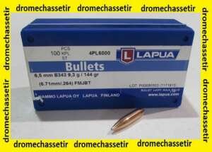 Boite de 100 Ogives Lapua cal 6,5 (0.264"), FMJBT 144 grains