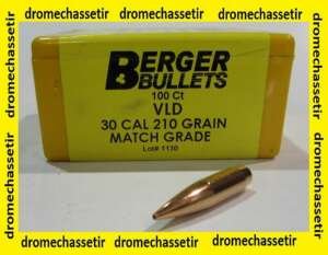 boite de 100 ogives Berger, cal 30, 210 grains VLD Match Hunting (BTHP)
