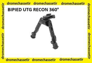 Bipied bas UTG RECON 360° pour rail picatinny, 14,2cm à 17,8cm, reglable 3 positions, noir
