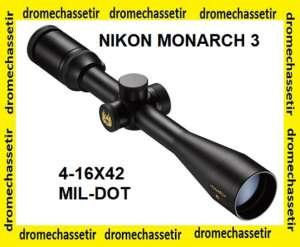 Lunette de tir Nikon Monarch 3, grossissement 4-16x42, reticule mil-dot