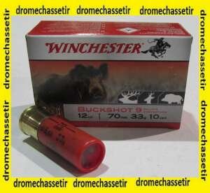 Boite de 10 cartouches Winchetser, cal 12/70, chevrotines 9 grains