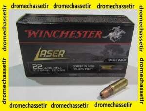boite de 50 cartouches 22LR Winchester Laser, 37,5 grains Hollow Point cuivrée