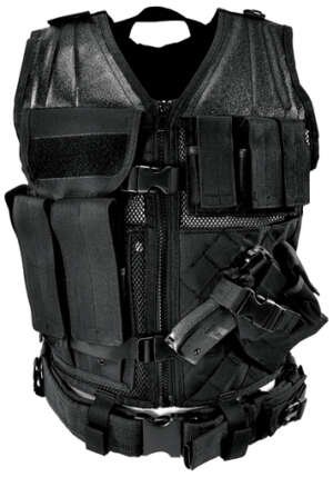 Gilet tactique Large avec holster et pochettes taille XL (noir)