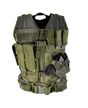 Gilet tactique  avec holster et pochettes (kaki)