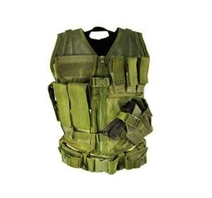 Gilet tactique Large avec holster et pochettes taille XL (vert kaki)