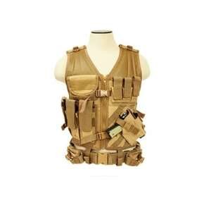 Gilet tactique Large avec holster et pochettes taille XL (marron clair, Tan)