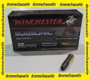 boite de 50 cartouches 22LR Winchester Subsonic Max, 42 grains Hollow Point plombs