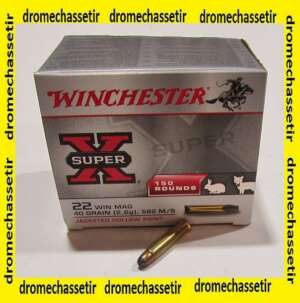 Boite 150 cartouches Winchester, 22 WMR, 40 grains Jacketed hollow point