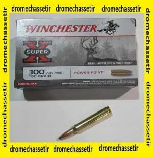 1 boite de 20 cartouches calibre 300 Winchester Magnum, Winchester Power Point 150 grains