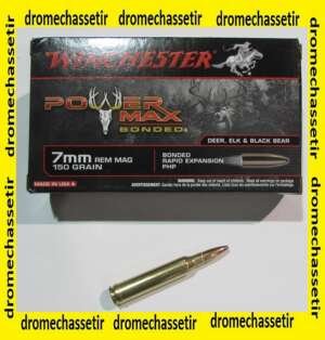 1 boite de 20 cartouches Winchester, calibre 7mm Remington Magnum, Power Max Bonded 150 grains