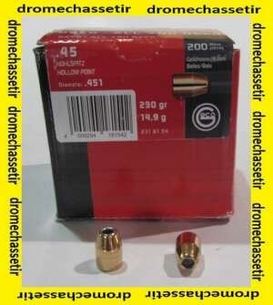 Boite de 200 ogives Geco Hollow point, cal 45(451"), 230 grains a pointe creuse
