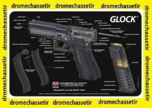 Tapis de nettoyage neoprene decor Pistolet GLOCK coupe didactique