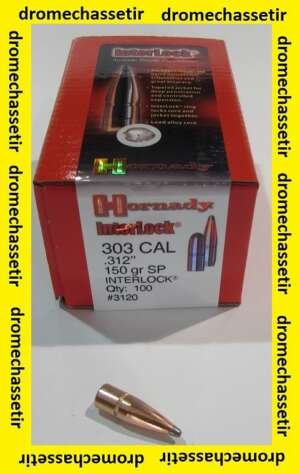 boite 100 ogives hornady cal 303 (0.312) SP 150 Grains ref 3120