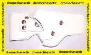 Holster de ceinture droitier multipositions en Cuir pour Revolver Manurhin F1 canon 3 pouces, Blanc