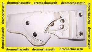 Holster de ceinture gaucher multipositions en Cuir pour Revolver Manurhin F1 canon 3 pouces, Blanc