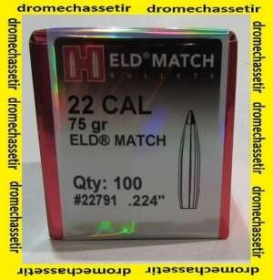 voite de 100 ogives Hornady , cal 22, ELD Match 75 grains, ref 22791