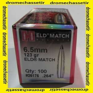 Boite de 100 ogives Hornady , cal 6,5mm(0.264), 123 grains ELD-Match, ref 26176