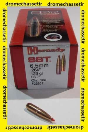 boite 100 ogives Hornady, calibre 6,5mm (0.264), 129 Grains SST, Ref 26202