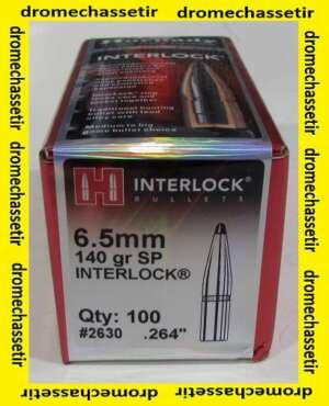 Boite 100 ogives Hornady, 6,5mm (264), 140 grains Interlock SP, ref 2630