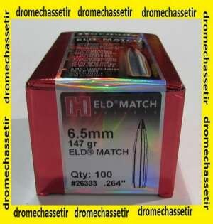 boite de 100 ogives Hornady , cal 6,5mm(0.264"), 147 grs ELD Match, ref 26333