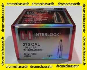boite de 100 ogives Hornady , cal 270 (0.277), 150 grains Interlock SP