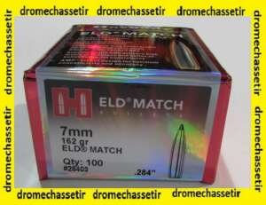 boite de 100 ogives Hornady , cal 7mm(0.284"), 162 grs ELD Match, ref 28403
