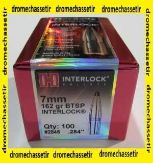 boite de 100 ogives Hornady, cal 7mm (0.284), BTSP INterlock 162 Grains, ref 2845