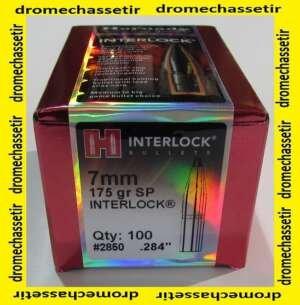 boite de 100 ogives Hornady, cal 7mm (0.284), SP INterlock 175 Grains, ref 2850