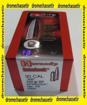boite 100 ogives hornady cal 30 (0.308), Interlock SP 150 Grains, ref 3031