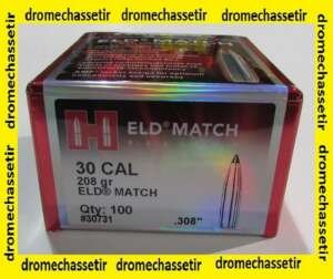 Boite de 100 ogives Hornady, cal 0.308", ELD Match , 208 grains, ref 30731
