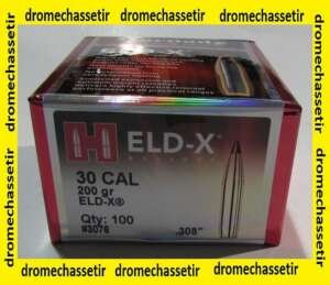 Boite de 100 Ogives Hornady cal 30 (0.308"), 200 grains ELD-X, ref 3076