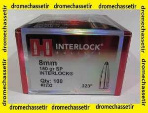 Boite 100 ogives Hornady, cal 8mm (323), Interlock150 grains SP, ref 3232