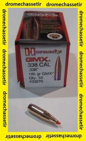 Boite de 50 Ogives Hornady cal 338 , 185 grains GMX, ref 33270