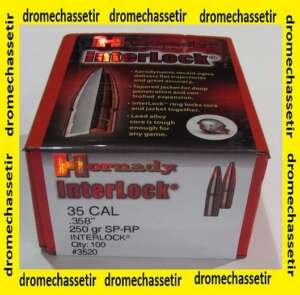 boite de 100 ogives Hornady, cal 35 (0.358), Interlock SP-RP 250 Grains, ref 3520