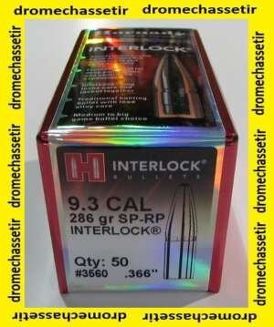 Boite de 50 Ogives Hornady cal 9,3mm, 286 grains SP-RP, ref 3560