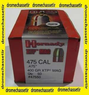 boite de 50 ogives Hornady, cal 475, 400 grains XTP MAG, ref 47550