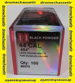 boite 100 balle ronde plomb Hornady cal 44, diametre 454, ref 6070